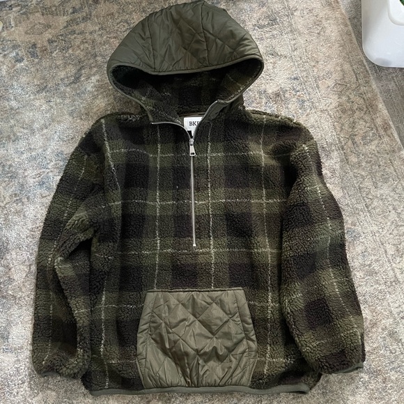 NWOT Oversized BKE Sherpa Hooded Half Zip Pullover - Picture 4 of 7